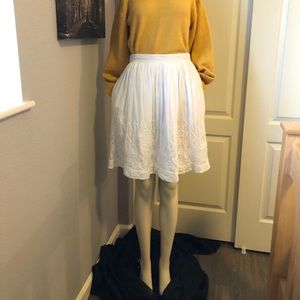 Anthropologie Floreat White Embroidered Skirt